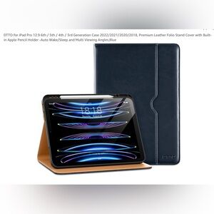 NWT DTTO iPad Pro 12.9 Navy Blue Leather Folio Stand Cover